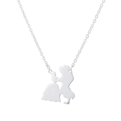 2025 New Movie Jewelry Beauty and the Beast Necklace for Women Prince Princess Pendant Necklaces Lover Accessories Gifts