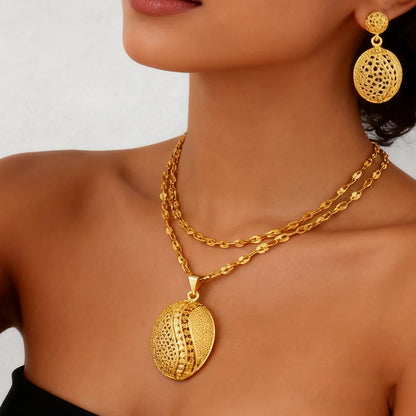 dubai jewelry gold sets Necklace and earrings set for women high quality plated jewelry sets weddings mother gifts