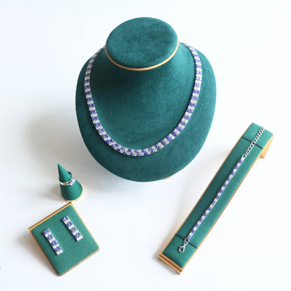 European Bridal Wedding Jewelry High Quality Earrings, Necklace, Bracelet Set, Evening Dress, Hundred Matching Accessories