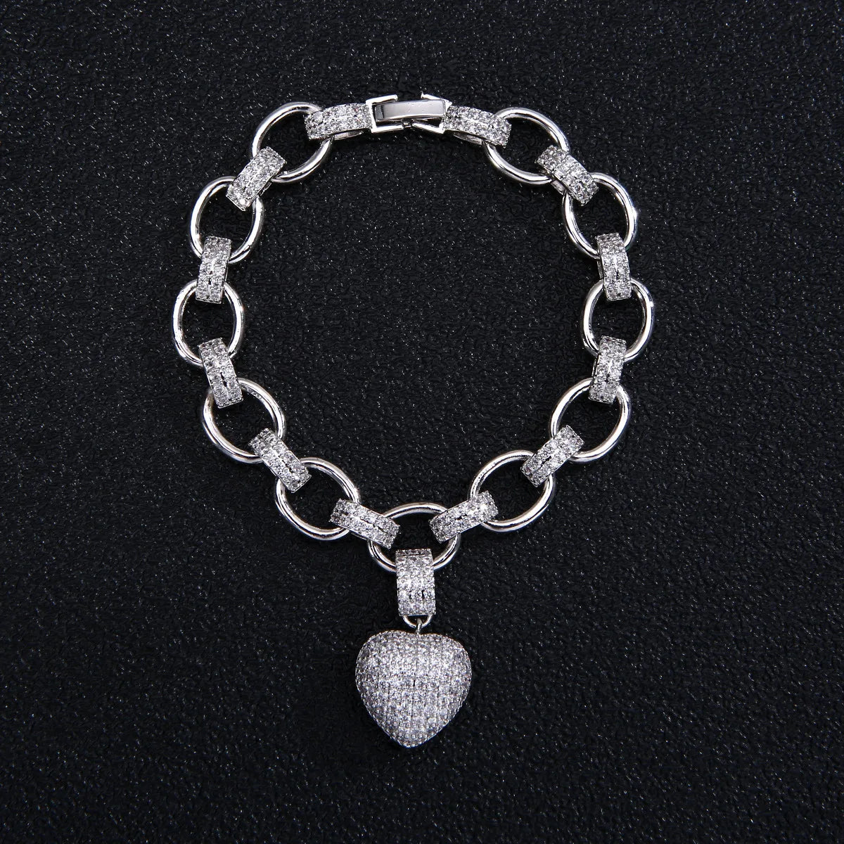 Heart  Jewelry Sets for Women Luxury love thick chain Necklace Earrings Bracelet Wedding Dress Bridal Necklace Sets  wife gift