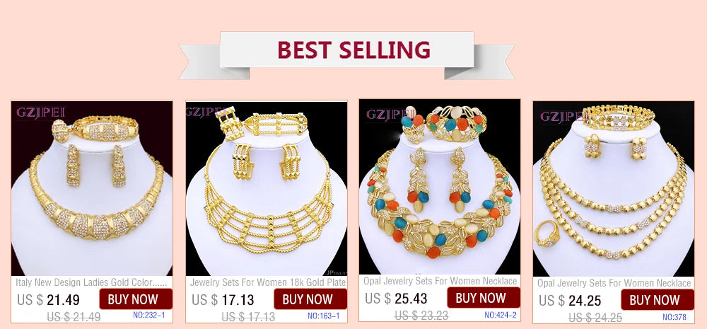 Arabic Jewelry Set For Women Charm 18k Gold Plated Full Jewelry Black And Gold Color Necklace Set Party Accessories