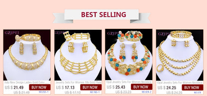Arabic Jewelry Set For Women Charm 18k Gold Plated Full Jewelry Black And Gold Color Necklace Set Party Accessories