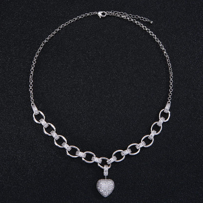 Heart  Jewelry Sets for Women Luxury love thick chain Necklace Earrings Bracelet Wedding Dress Bridal Necklace Sets  wife gift