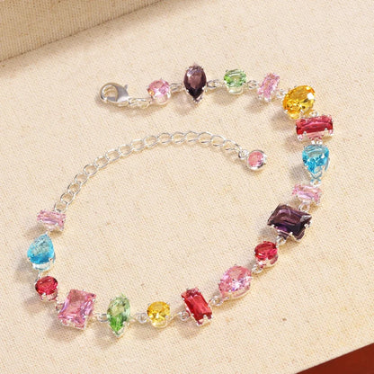 Brand 18K Gold Plated New Luxury Colourful Crystal Zircon Necklace For Women Fashion Party Jewelry Accessories Ladies Jewellery