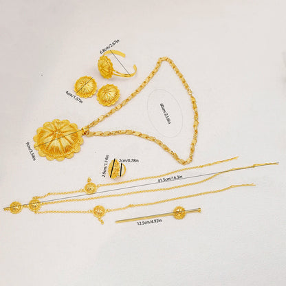 Middle East Jewelry for Women Eritrea Ethiopian Africa Bridal Wedding Pendant Necklaces Earring Ring Bracelet Head Chain Hairpin