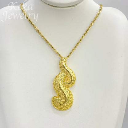 Dubai Golden Jewelry Sets for Women Luxury Italian Bridal Necklace Pendant Earrings Wedding Party Accessories Lady Gifts