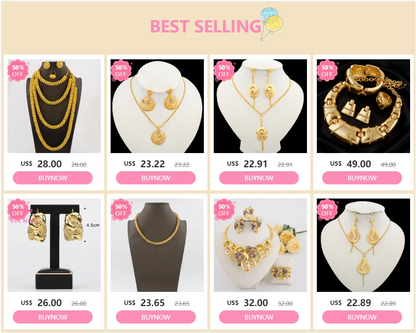 Jewelry Set for Women Luxury Pendant Necklace and Dangle Earrings Weddings Bridal Bangle Ring Set Gifts ﻿