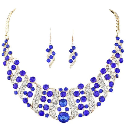 Romantic 2 Pieces/set Wedding Jewelry Set Shiny Crystal Bridal Jewelry Set Ladies Necklace Earrings