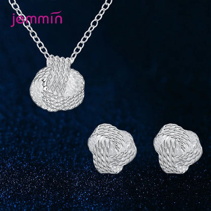 Elegant Fashion Jewelry Sets 925 Sterling Silver High Quality Earrings Necklace Set For Women Girls Wedding Dress