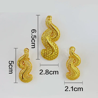 Dubai Golden Jewelry Sets for Women Luxury Italian Bridal Necklace Pendant Earrings Wedding Party Accessories Lady Gifts